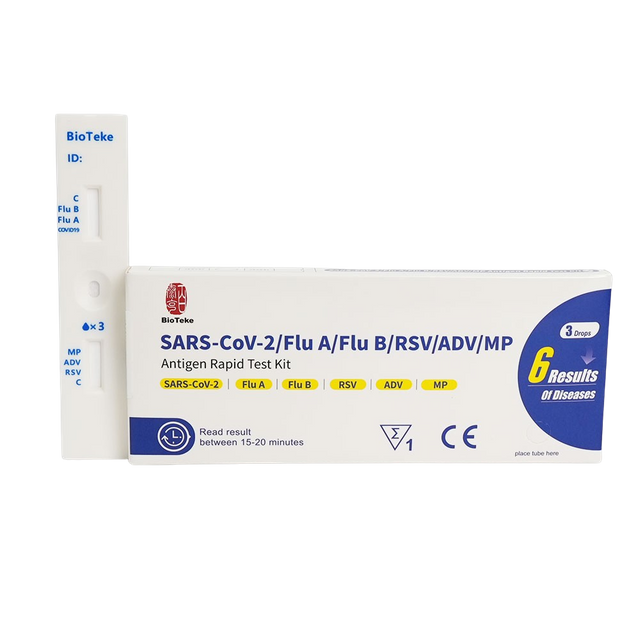 6 In 1 Rapid Test Kit for Covid, Flu A and B, RSV, Adenovirus, Mycoplasma Pneumoniae 