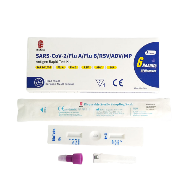 6 In 1 Rapid Test Kit for Covid, Flu A and B, RSV, Adenovirus, Mycoplasma Pneumoniae 
